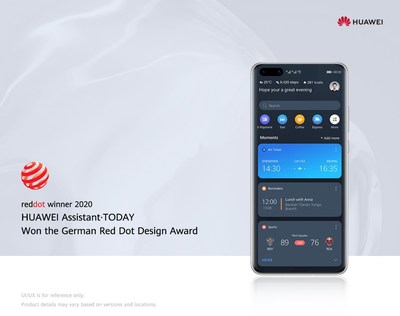 HUAWEI Assistant TODAY won the Red Dot Award: Brands & Communication Design (PRNewsfoto / Huawei)
