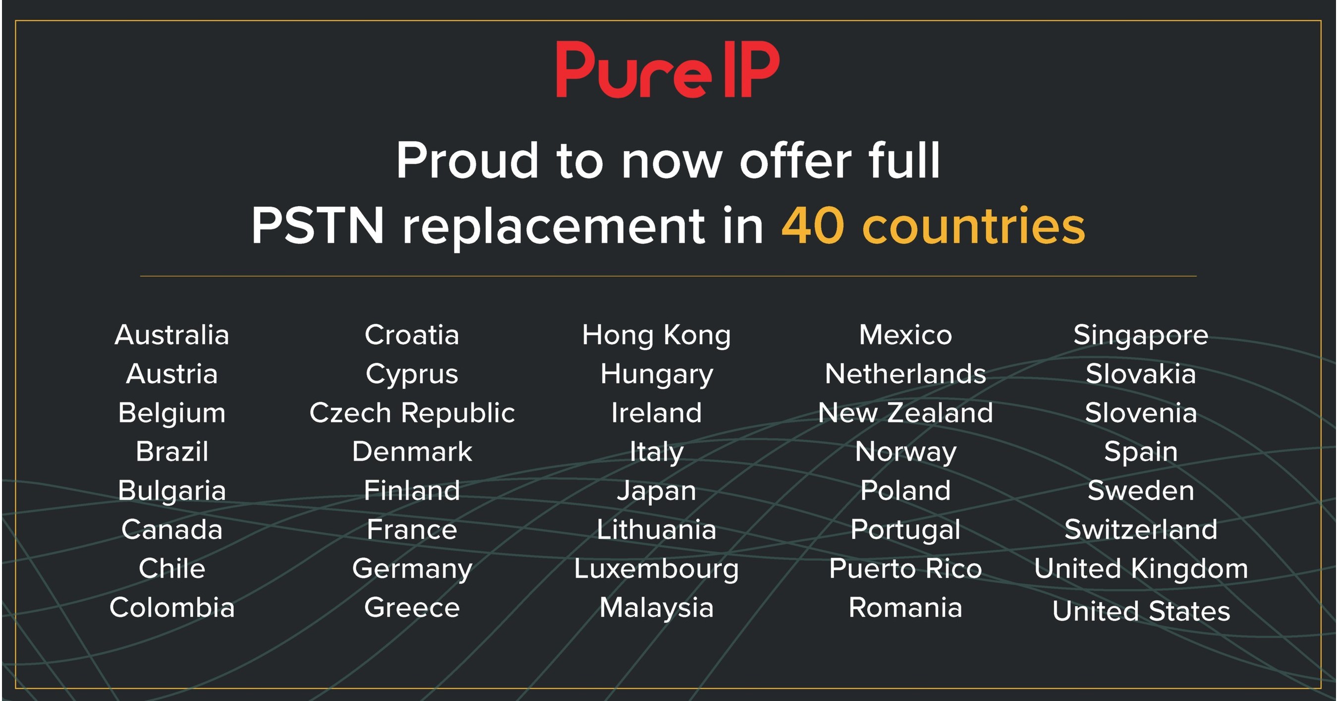 Pure IP Now Offering Full PSTN Replacement Services in 40 Countries