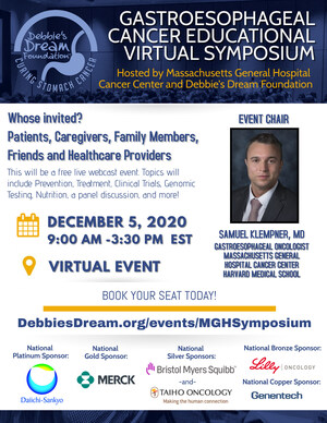 Debbie's Dream Foundation Announces the Gastroesophageal Cancer Educational Virtual Symposium in Partnership with Massachusetts General Hospital Cancer Center
