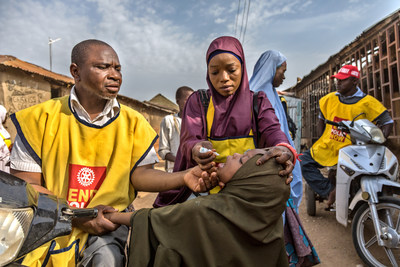 Health workers and volunteers participate in a polio immunization campaign in Kaduna, Nigeria in 2019. Credit: ©Rotary International