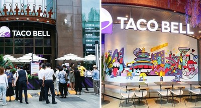 Store front and locally inspired wall art at Taco Bell’s new store in Beijing (PRNewsfoto/Yum China Holdings, Inc.)
