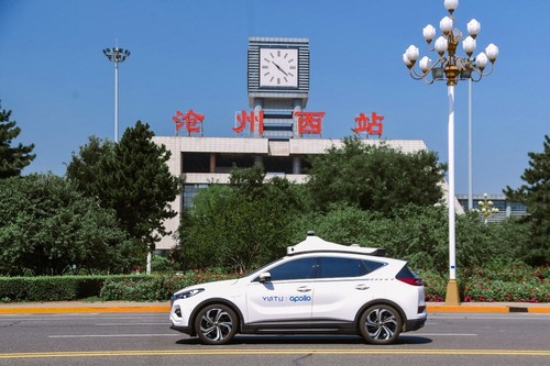 With Apollo Go, people in Cangzhou can hail a robotaxi ride from train stations and other public spaces.