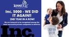 LoveBug Probiotics Ranked a Second Year in a Row on Inc. Annual List of America's Fastest-Growing Private Companies--the Inc. 5000