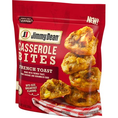 Available nationwide this fall, Jimmy Dean Casserole Bites French Toast are made with french toast, pork sausage and scrambled eggs.
