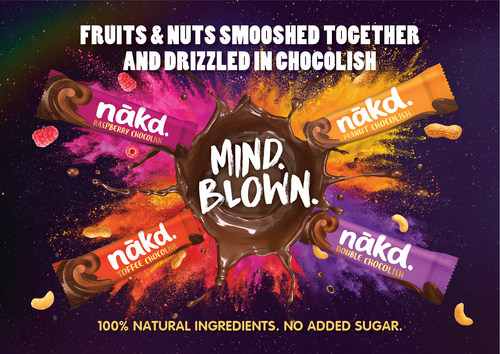 Are you a chocolover looking for a healthy alternative? Then you'll go crazy for Nákd's Drizzled Chocolish bars. They have a fruit and nut centre which is dipped and drizzled in rich Chocolish – Nákd's wholefood answer to Chocolate. They add dreamy indulgence to everyday snacking and are made with 100% natural ingredients, contain no added sugar and count as one of your 5 a day…Mind.Blown!