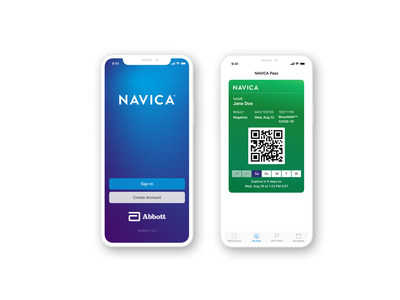 NAVICA™ is a no-charge complementary phone app, which allows people to display their BinaxNOW test results.