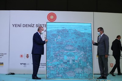 President Recep Tayyip Erdogan with Chairman of the Board Desan Shipyard Cenk Ismail Kaptanoglu