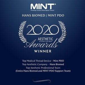 HansBiomed USA makers of MINT PDO Wins "Top Medical Thread Device", "Top Aesthetic Company" and "Top Professional Team" in the Aesthetic Everything® 2020 Aesthetic and Cosmetic Medicine Awards