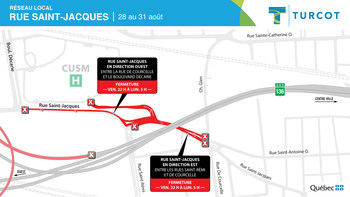Entraves sur le réseau local – Rue Saint-Jacques (Groupe CNW/Ministère des Transports)