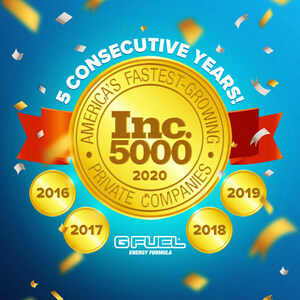 G FUEL Makes Inc. 5000 List Of Fastest-Growing Private Companies In America For Fifth Consecutive Year
