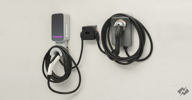 NeoCharge Dual-Car Smart Splitter allowing two EVSE's to share one 220v outlet. NeoCharge Dual-Car Smart Splitter allowing two EVSE's to share one 220v outlet.