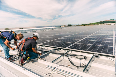 August 31, 2020 - One of six buildings at Yakima Chief Hops located in the Yakima Valley of Washington with a total of 3,706 solar panels, the largest solar array in the state.