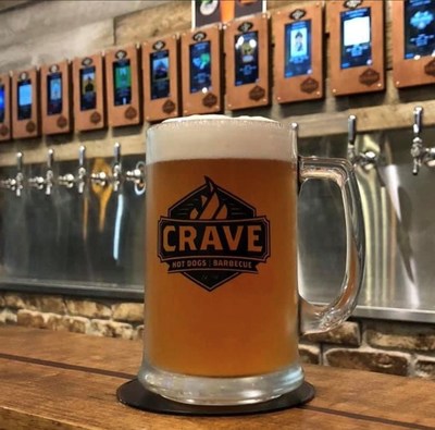 Crave features a self serve beer wall with 24-32 local craft beers. Wine and cider are also available. #beatthecraving with Crave!