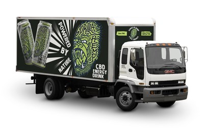Gorilla Hemp delivery trucks featuring brand creative.