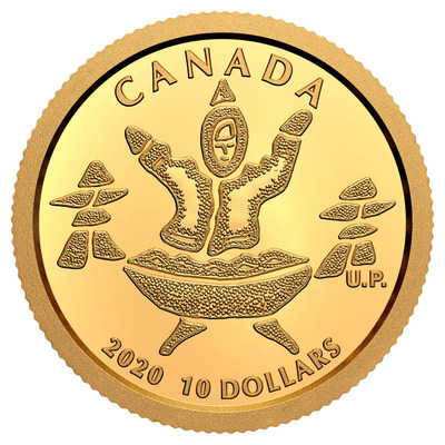 The Royal Canadian Mint's pure Nunavut gold coin (An Inuq and a Quliq)