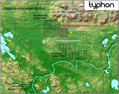 Emplacement de la propriété Aiguebelle-Goldfields (Groupe CNW/Exploration Typhon inc.)