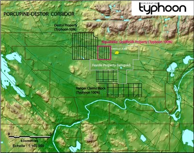 Aiguebelle-Goldfields Property's location (CNW Group/Typhoon Exploration Inc.)