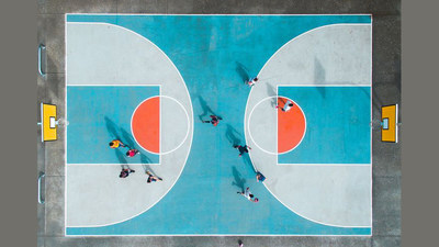 Projection du futur terrain de basketball au parc Ren-Goupil (Quartier de Saint-Michel) (Groupe CNW/Ville de Montral - Arrondissement de Villeray - Saint-Michel - Parc-Extension)