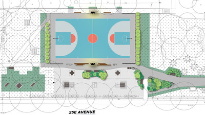 Plan de l'amnagement du terrain de basketball et des aires de dtente et de pique-nique au parc Ren-Goupil (Quartier de Saint-Michel) (Groupe CNW/Ville de Montral - Arrondissement de Villeray - Saint-Michel - Parc-Extension)