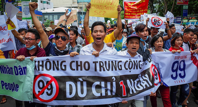 Protest in Vietnam against government policy toward China