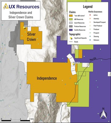 AUX Resources: Independence and Silver Crown Claims (CNW Group/AUX Resources Corporation)