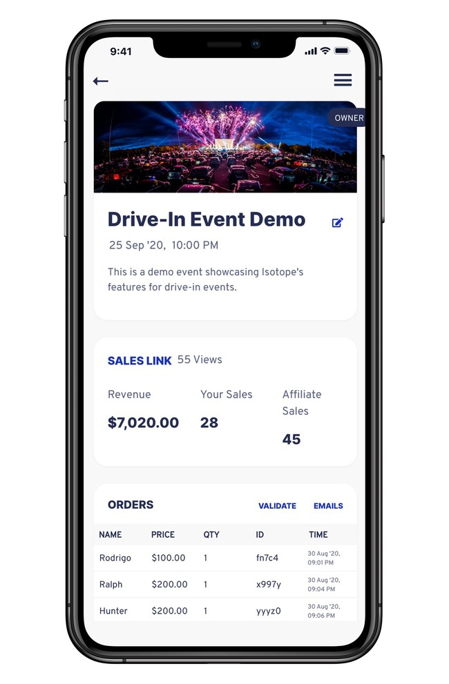 Isotope Ticketing Event Demo on Mobile Platform
