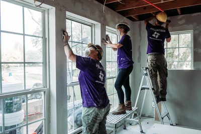 All Hands and Hearts Volunteers Work on Interior of Home Damaged by Hurricane Harvey in Houston, TX