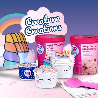 Baskin-Robbins’ new DIY Kits give you everything you need to build your very own Creature Creations® at home. Choose from a Unicorn, Mermaid or Monster Kit, or mix and match all three, and customize with toppings, wearable Creature Crowns and two pre-packed quarts of your favorite ice cream flavors.  For more information or to find a store near you, visit www.BaskinRobbins.com.