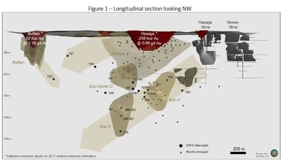Figure 1 – Longitudinal section looking NW (CNW Group/Premier Gold Mines Limited)