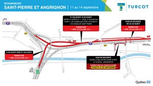 Projet Turcot - Fermetures majeures dans le secteur des échangeurs Turcot et Saint-Pierre du 11 au 14 septembre