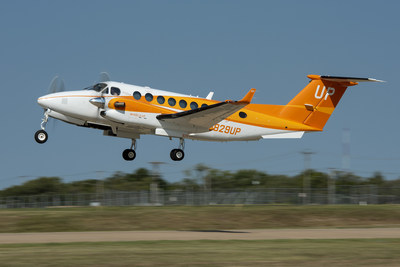 The Wheels Up One-of-A-Kind Orange Beechcraft King Air 350i Aircraft in Honor of Feeding America's Hunger Action Month Takes Flight