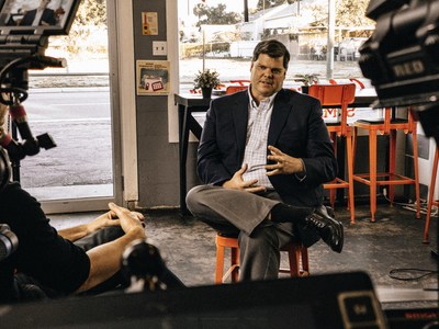 Paul Roberts being interviewed for the film