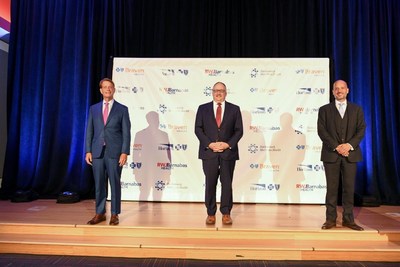 [From left to right] Robert C. Garrett, FACHE, chief executive officer of Hackensack Meridian Health; Gary D. St. Hilaire, president and CEO of Horizon Blue Cross Blue Shield of New Jersey (Horizon BCBSNJ); and John Doll, CPA, Executive Vice President, Chief Financial Officer of RWJBarnabas Health today announced the formation of Braven Health, the first-of-its-kind Medicare Advantage plan, that will enhance the health care experience for New Jerseyans, at the Hackensack Meridian School of Medicine in Nutley, New Jersey.