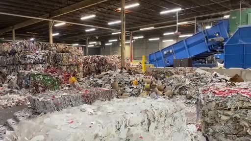 Mixed paper bales containing newspaper, junk mail and paper waste at Georgia-Pacific’s Muskogee, Oklahoma, recycled paper mill are prepared for processing. The company is now accepting mixed paper bales that also contain PE-coated paper cups at its Muskogee and Green Bay, Wisconsin mills. Video credit: Georgia-Pacific LLC
