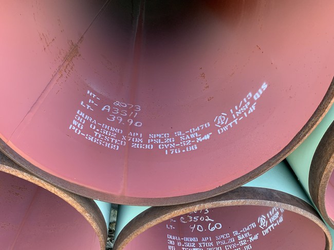 All of the pipe is domestically produced and labeled with stenciled specs. The line pipe is well-suited for a range of uses.