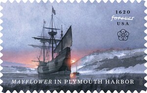 Ship Ahoy! Mayflower in Plymouth Harbor Stamp Arrives Today