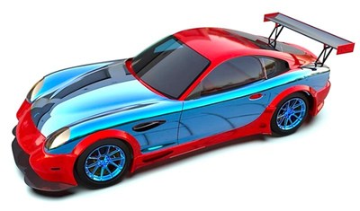 A cutaway showing the first layer of the magnesium-optimization strategy for a Panoz race vehicle, pioneered by Galaxy Motion. The blue elements are precisely-engineered magnesium alloys that meet or exceed performance characteristics and safety specifications of the original aluminum or steel.