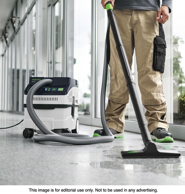 The Festool CT 15 E HEPA Dust Extractor is easy to transport and can handle cleanup at construction, shop or home worksites.