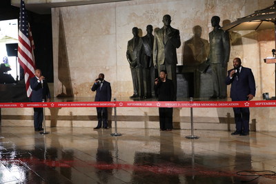 Voices of Service, a vocal quartet of veteran and active-duty military members, provides musical entertainment for attendees at the dedication of the new Dwight D. Eisenhower Memorial in Washington, D.C.