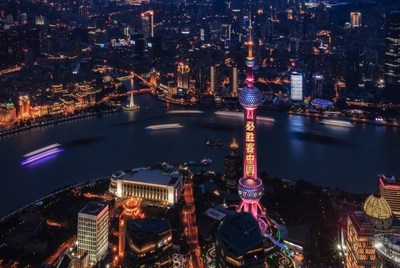 30th anniversary light show at Shanghai’s Oriental Pearl Tower