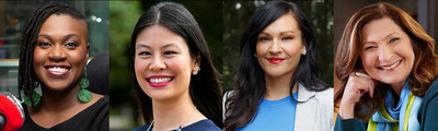 Nana aba Duncan, host of CBC Radio One's Podcast Playlist and Fresh Air; Karen K. Ho, a global finance and economics reporter for New York-based Quartz; and Angela Sterritt, a journalist with CBC Vancouver, speak with J-Talks Live host Anna Maria Tremonti on September 24, 1 p.m. EDT. (CNW Group/Canadian Journalism Foundation)