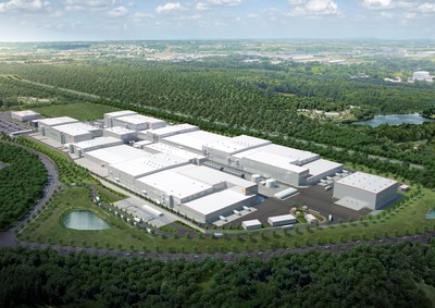 This rendering shows the SK Battery America site in Georgia. SK Innovation has committed to investing $2.6 billion and creating 2,600 jobs to build two EV battery plants at the site northeast of Atlanta.