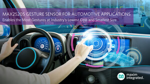 Maxim Integrated Enables Dynamic Gesture Sensing for Automotive Applications at Industry's Lowest Cost and Smallest Size