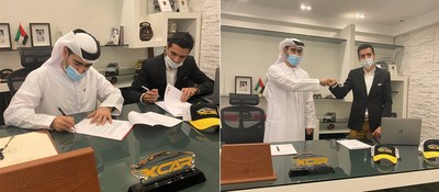 President XCAR Mr. Jassim Muhammad with CEO Napollo Mr. Ahmad J. Butt signing the deal