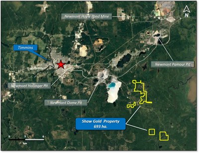 Figure 1. Regional location of the Shaw Gold Property, Timmins, Ontario. (CNW Group/First Energy Metals Limited)