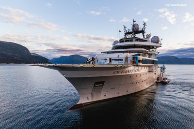 OceanX’s new research vessel, OceanXplorer, in the fjords of Norway. (Credit: Taj Howe)
