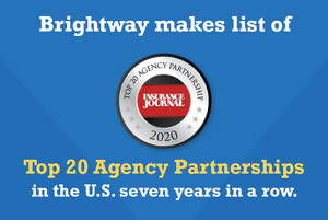 Brightway Insurance ranks among Insurance Journal's Top 20 Agency Partnerships seven years straight