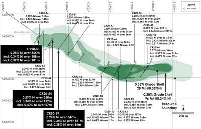 Figure 1 - Plan View of Main Zone Nickel Resource, Crawford Nickel-Cobalt Sulphide Project, Ontario. (CNW Group/Canada Nickel Company Inc.)