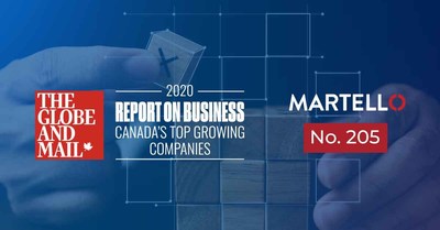 Martello Places No. 205 on The Globe and Mail's Second-Annual Ranking of Canada's Top Growing Companies (CNW Group/Martello Technologies Group)