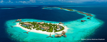 Descubra el paraíso en el Waldorf Astoria Maldives Ithaafushi rodeado de impecables horizontes donde el cielo se une con el mar. (PRNewsfoto/Hilton)